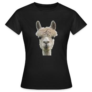 Alpaga lama chameau Pérou Andes Amérique du Sud laine - T-shirt Femme - noir - Devant - AI Model Female 172 dark (172cm)