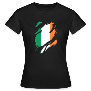 Ireland flag torn motif - Women's T-Shirt - black - Front - AI Model Female 172 dark (172cm)