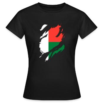 Madagascar flag torn motif - Women's T-Shirt - black - Front - AI Model Female 172 dark (172cm)
