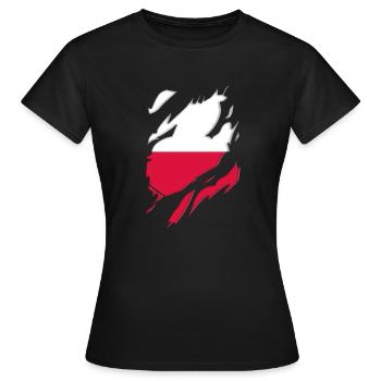 Poland flag torn motif - Women's T-Shirt - black - Front - AI Model Female 172 dark (172cm)