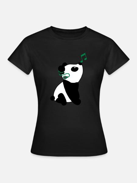 Panda with cochlear implant - Women's T-Shirt - black