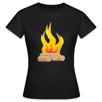 Feuer - Frauen T-Shirt - Schwarz - Vorne - AI Model Female 172 dark (172cm)