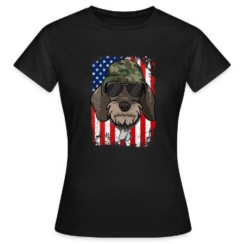 Rough-haired dachshund - Women's T-Shirt - black - Front - AI Model Female 172 dark (172cm)