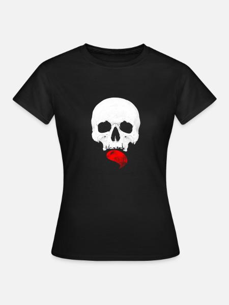 Schädel mit Zunge - Frauen T-Shirt - Schwarz
