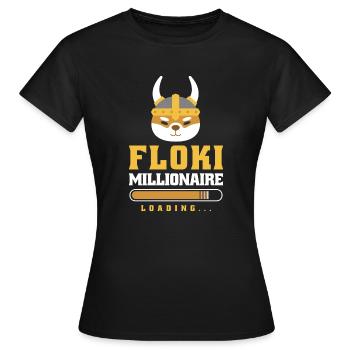 Crypto Floki Millionaire Conception de chargement - T-shirt Femme - noir - Devant - AI Model Female 172 dark (172cm)