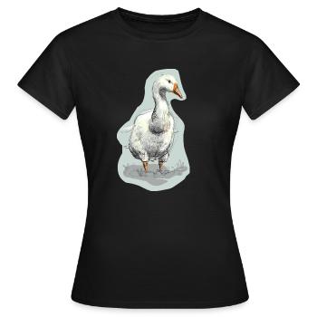 Illustration de l’oie - T-shirt Femme - noir - Devant - AI Model Female 172 dark (172cm)