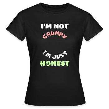Drôle grincheux lunatique colère honnête vecteur - T-shirt Femme - noir - Devant - AI Model Female 172 dark (172cm)