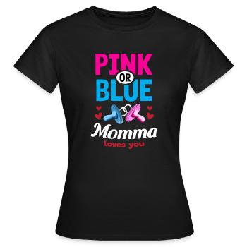 Maman rose ou bleue vous aime Gender Reveal Party - T-shirt Femme - noir - Devant - AI Model Female 172 dark (172cm)
