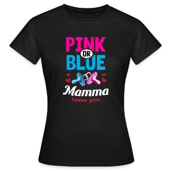 Mamma rose ou bleue vous aime Gender Reveal Party - T-shirt Femme - noir - Devant - AI Model Female 172 dark (172cm)