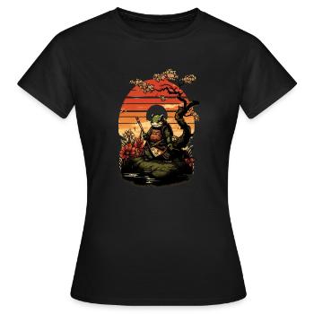 Samurai Frosch Katana Japanische - Frauen T-Shirt - Schwarz - Vorne - AI Model Female 172 dark (172cm)