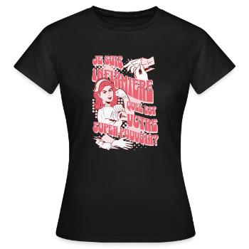 Je Suis Infirmière, Quel est Votre Super Pouvoir ? - T-shirt Femme - noir - Devant - AI Model Female 172 dark (172cm)
