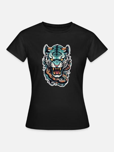Tiger Japanisches Tattoo - Frauen T-Shirt - Schwarz