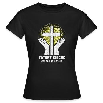 tatort kirche - Frauen T-Shirt - Schwarz - Vorne - AI Model Female 172 dark (172cm)