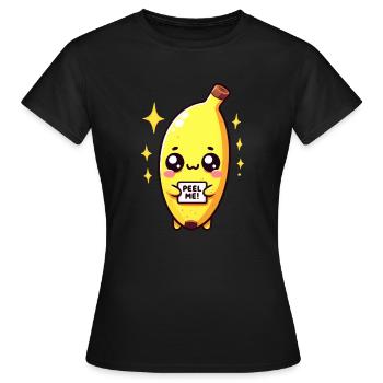 « Peel Me » - Banane - T-shirt Femme - noir - Devant - AI Model Female 172 dark (172cm)