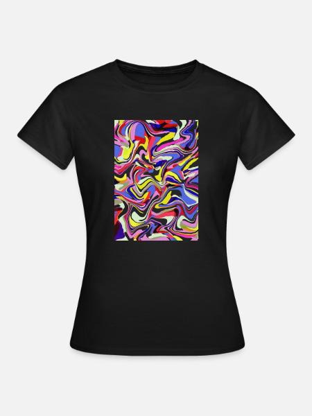 Abstraktes buntes Muster flüssig - Frauen T-Shirt - Schwarz