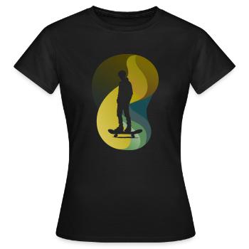 Longboard Boarder Skate - T-shirt Femme - noir - Devant - AI Model Female 172 dark (172cm)