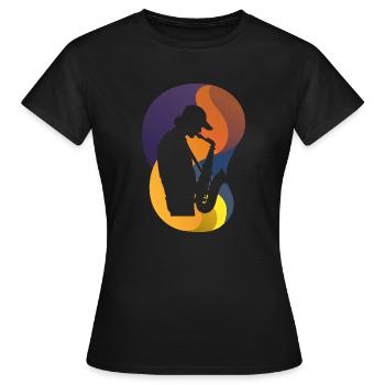 Saxophonist Orleans Blaskapelle - Frauen T-Shirt - Schwarz - Vorne - AI Model Female 172 dark (172cm)