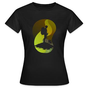 Wandern Hiking Trekker - Frauen T-Shirt - Schwarz - Vorne - AI Model Female 172 dark (172cm)
