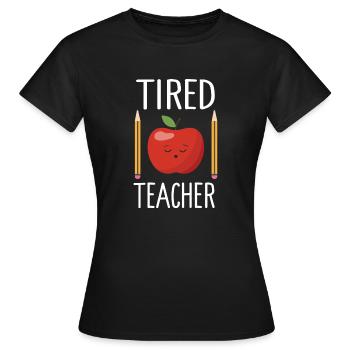 T-shirt fatigué d’enseignant - T-shirt Femme - noir - Devant - AI Model Female 172 dark (172cm)