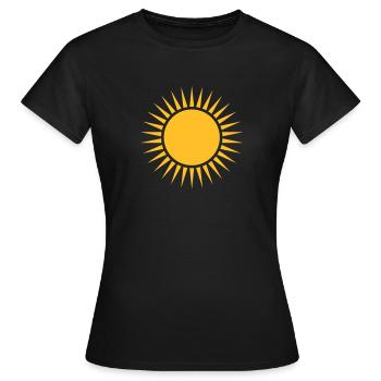 Sun, rays, wreath, your design, frame, text - Women's T-Shirt - black - Front - AI Model Female 172 dark (172cm)