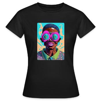 Flashy Afro Man avec des lunettes - T-shirt Femme - noir - Devant - AI Model Female 172 dark (172cm)