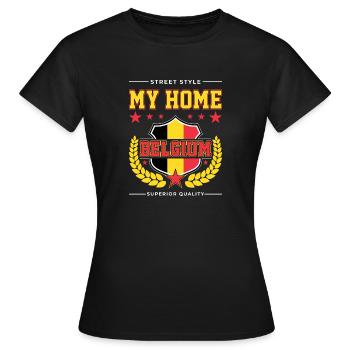 Ma Belgique d’origine - T-shirt Femme - noir - Devant - AI Model Female 172 dark (172cm)