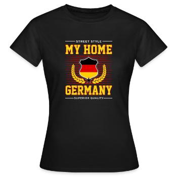 Mon pays d’origine, l’Allemagne - T-shirt Femme - noir - Devant - AI Model Female 172 dark (172cm)