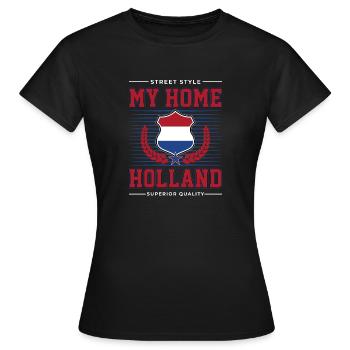 Ma Hollande d’origine - T-shirt Femme - noir - Devant - AI Model Female 172 dark (172cm)