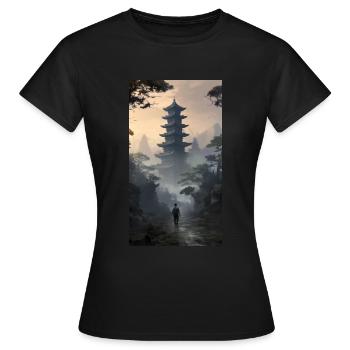 Apokalyptischer Abenteuer mit Tempel - Frauen T-Shirt - Schwarz - Vorne - AI Model Female 172 dark (172cm)