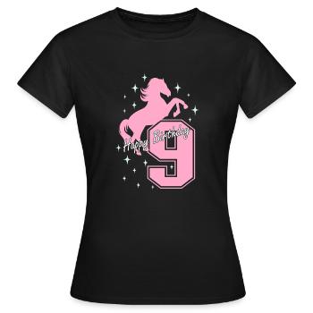 9. Geburtstag Reiten Pferd Reitstall - Frauen T-Shirt - Schwarz - Vorne - AI Model Female 172 dark (172cm)
