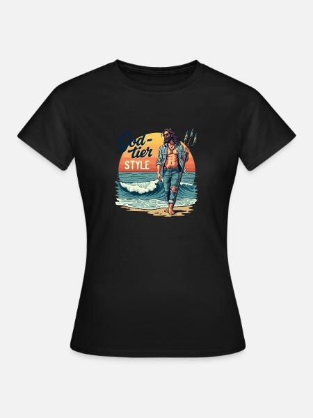 God Tier Style - Hipster Poseidon - Frauen T-Shirt - Schwarz