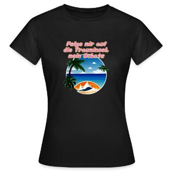 Einladung zum Besuch auf der Trauminsel - Frauen T-Shirt - Schwarz - Vorne - AI Model Female 172 dark (172cm)