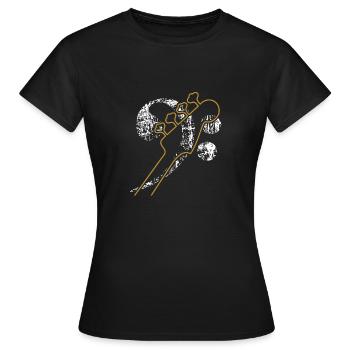 Bass clef. Bass Clef, Bass Guitar distressed - Women's T-Shirt - black - Front - AI Model Female 172 dark (172cm)
