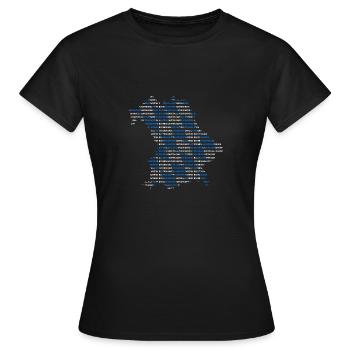 Bayern Flagge Schrift - Frauen T-Shirt - Schwarz - Vorne - AI Model Female 172 dark (172cm)