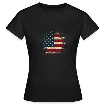 USA Flagge Klecks Spriter Farbfleck Splash Amerika - Frauen T-Shirt - Schwarz - Vorne - AI Model Female 172 dark (172cm)