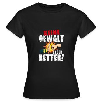 Keine-Gewalt-gegen-Retter - mach mit! Aktuell! - Frauen T-Shirt - Schwarz - Vorne - AI Model Female 172 dark (172cm)