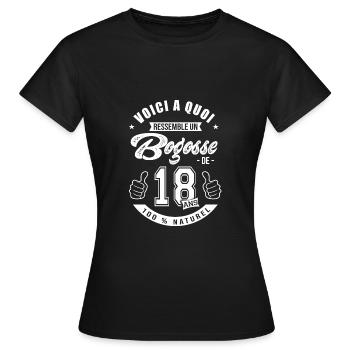 Bogosse de 18 ans anniversaire 18 ans majorité - T-shirt Femme - noir - Devant - AI Model Female 172 dark (172cm)