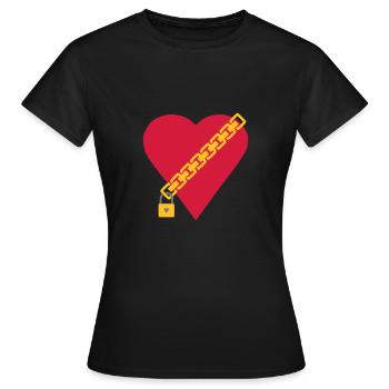 Coeur avec chaine et cadenas - T-shirt Femme - noir - Devant - AI Model Female 172 dark (172cm)