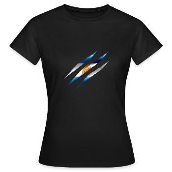 Argentinien Flagge Kratzer Cut Krallen Risse Riss - Frauen T-Shirt - Schwarz - Vorne - AI Model Female 172 dark (172cm)