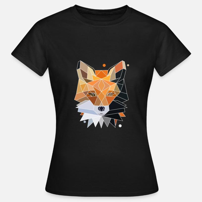 Fuchs Polygon Design - Frauen T-Shirt - Schwarz