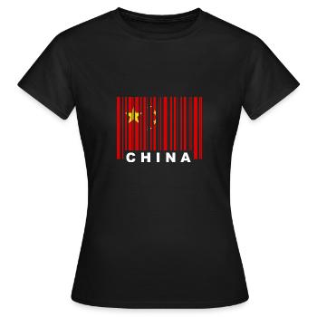 Chine drapeau code à barres EAN GTIN pays - T-shirt Femme - noir - Devant - AI Model Female 172 dark (172cm)