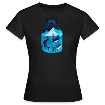 Souvenir de fjord de Norvège I baleines sous l'eau - T-shirt Femme - noir - Devant - AI Model Female 172 dark (172cm)