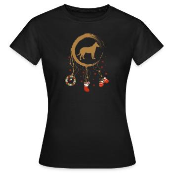 Glatter Collie Weihnachten Weihnachtstraumfänger - Frauen T-Shirt - Schwarz - Vorne - AI Model Female 172 dark (172cm)