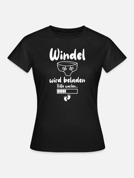 Windel Wird Beladen Bitte Warten... - Frauen T-Shirt - Schwarz
