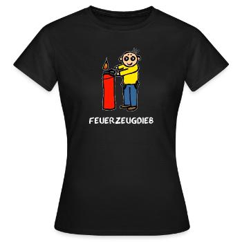 Feuerzeugdieb Feuerzeug Klauen - Frauen T-Shirt - Schwarz - Vorne - AI Model Female 172 dark (172cm)