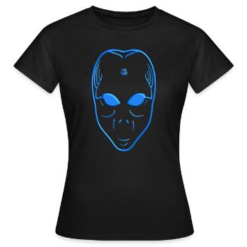 Alien UFO Ausserirdischer Raumschiff Untertasse - Frauen T-Shirt - Schwarz - Vorne - AI Model Female 172 dark (172cm)