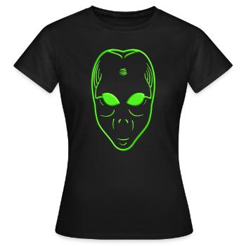 Alien UFO Ausserirdischer Raumschiff Untertasse - Frauen T-Shirt - Schwarz - Vorne - AI Model Female 172 dark (172cm)
