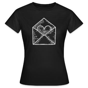Liebesbrief Gravur Herz - Frauen T-Shirt - Schwarz - Vorne - AI Model Female 172 dark (172cm)
