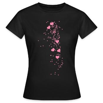cœurs, dessin, illustration, rose, cœur, rose - T-shirt Femme - noir - Devant - AI Model Female 172 dark (172cm)