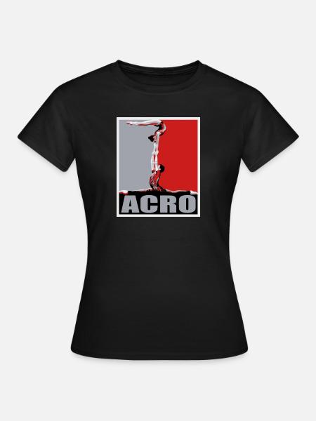Acro Mixed Pair Balance in Red and Grey - Women's T-Shirt - black